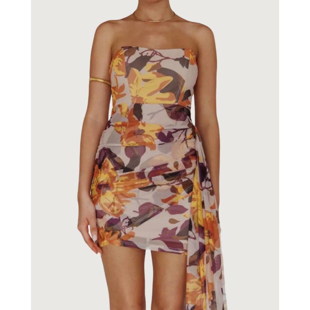 NEW ONE & ONLY caroline strapless mini dress in yellow floral